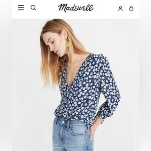 Madewell Floral Blue Top